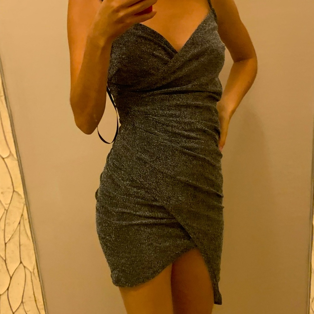 cute cute SILVER SMALL DRESS FOR PARTIES